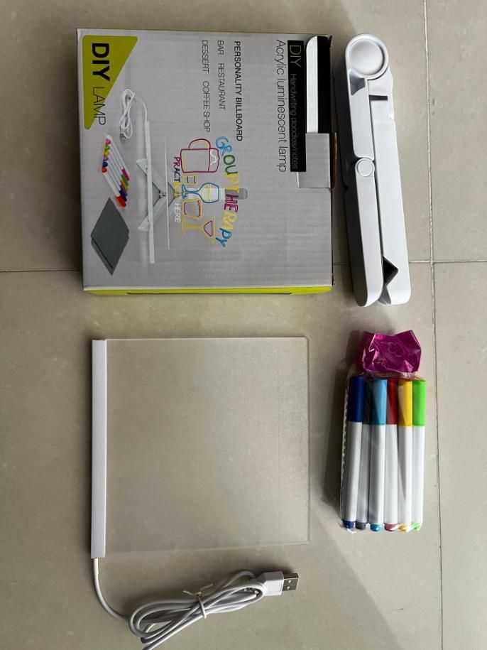 GlowBoard™ - LED Light Glass Writing Pad with 12 Pens