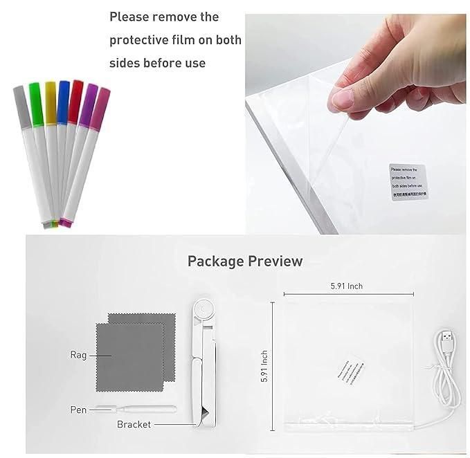 GlowBoard™ - LED Light Glass Writing Pad with 12 Pens
