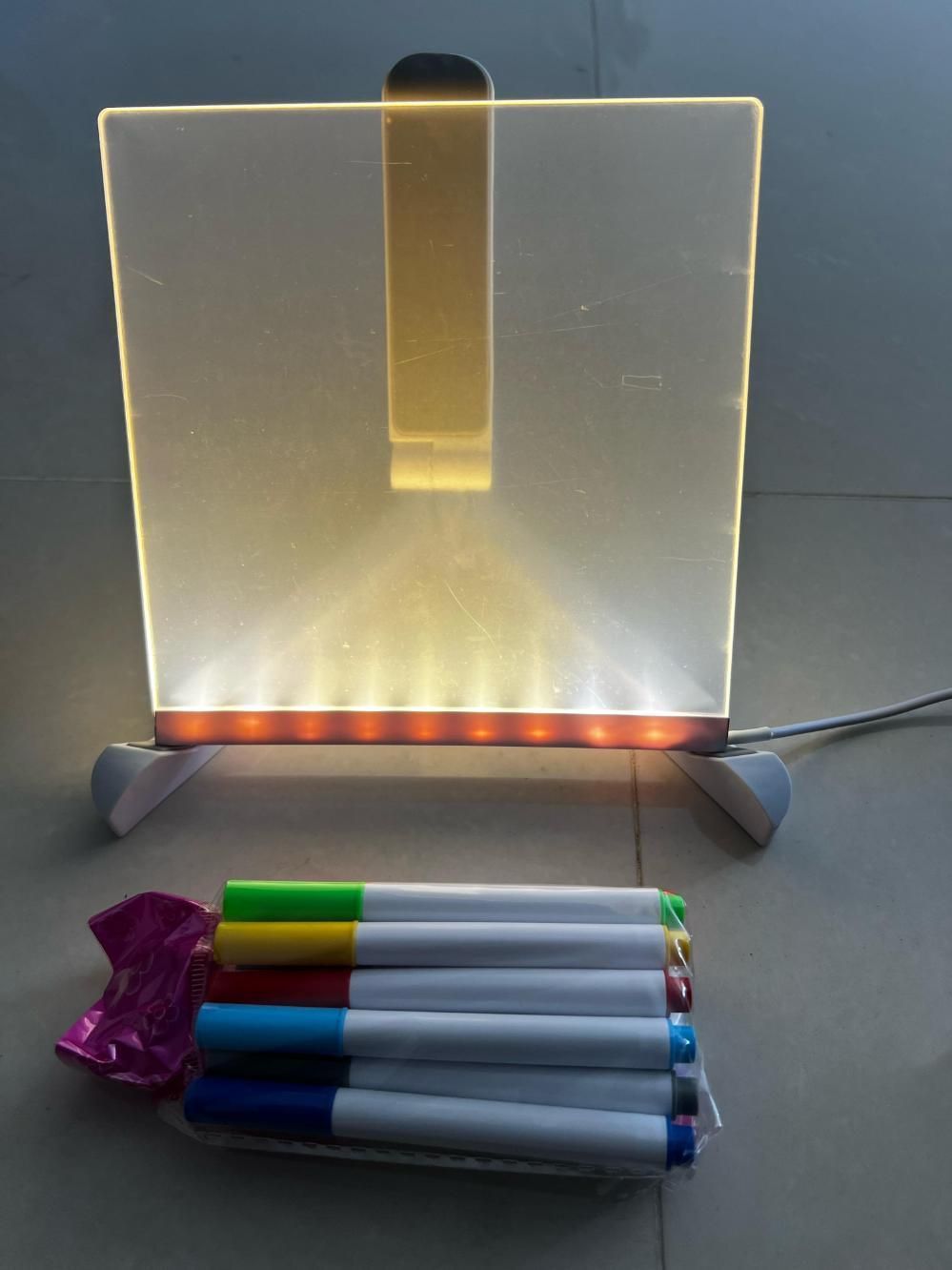 GlowBoard™ - LED Light Glass Writing Pad with 12 Pens
