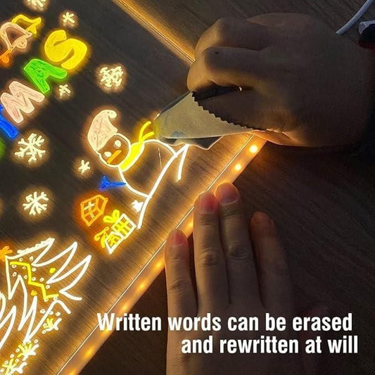 GlowBoard™ - LED Light Glass Writing Pad with 12 Pens